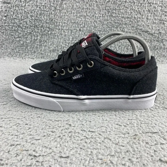 Vans Shoes Atwood Wool Plaid Mens Boys Size 7 Dark Grey Red Black Lace Up Padded - Picture 5 of 14